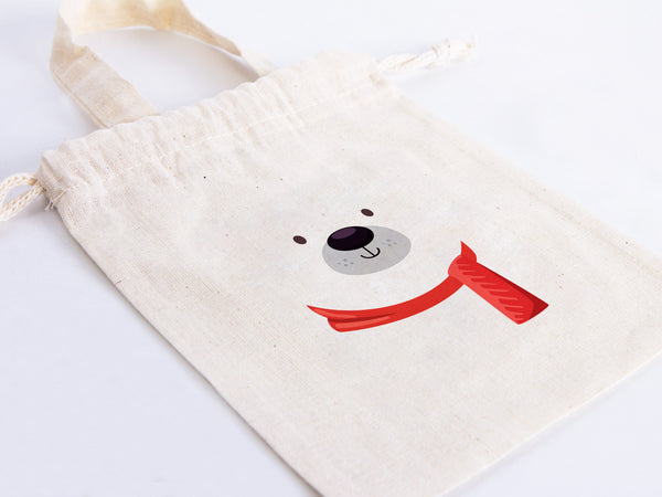 Merry Christmas Favor Bags, 6"W x 8"H (15 cm x 20 cm) Custom Family or Company Bags, Add Logo & Text,  Personalized Cotton Bags For You, Muslin Bags