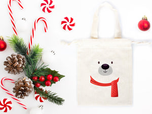 Merry Christmas Favor Bags, 6"W x 8"H (15 cm x 20 cm) Custom Family or Company Bags, Add Logo & Text,  Personalized Cotton Bags For You, Muslin Bags