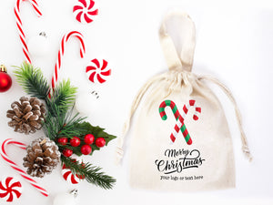 Personalized Christmas Gift Bags, 27 Design, Holiday Party Favors, Personalized 6"W x 8"H (15.5cm x 20 cm) Cotton Bags , Muslin Bags, Gift Bags