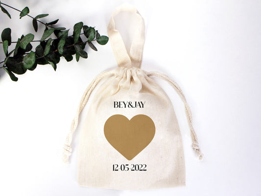 Wedding Favor Bags,  6"W x 8"H (15.5 cm x 20 cm) Custom Name Wedding Favor Gift Bags, Thank You Bags, Custom Cotton Favor Bags, Organic Pouch Bags