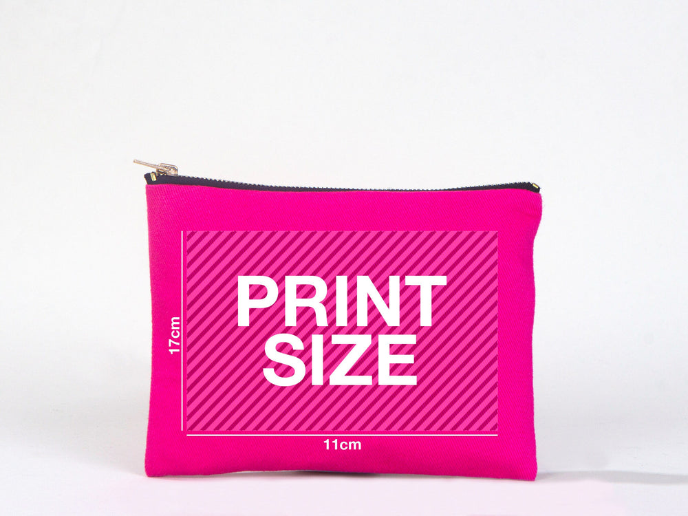 Customize Your Logo on Fuchsia Clutch Bag -  8"W x 6"H ( 21cm x 15cm ) Personalized Makeup Bag, Logo Design Cosmetic Bag, Clutch Bag