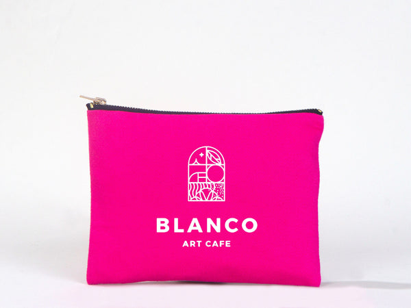 Customize Your Logo on Fuchsia Clutch Bag -  8"W x 6"H ( 21cm x 15cm ) Personalized Makeup Bag, Logo Design Cosmetic Bag, Clutch Bag