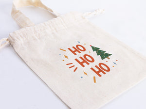 Customizable Ho Ho Ho Christmas Bags -  6" W x 8" H (15,5cm x 20 cm) Personalized Gift Bags for Happy New Year - Add Logo & Text