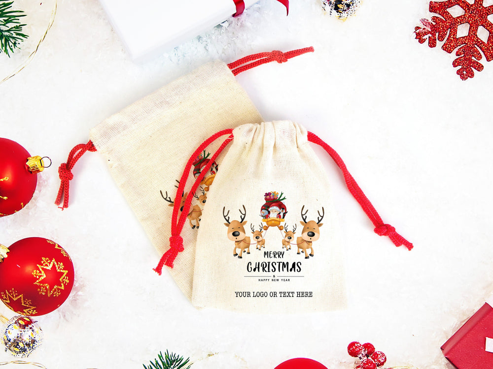 Personalised Santa Pouch Bags , Colorful Drawstring Rope, Personalized Cotton Bags For You, Custom Christmas Gift, Christmas