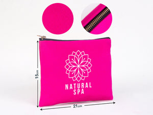 Customize Your Logo on Fuchsia Clutch Bag -  8"W x 6"H ( 21cm x 15cm ) Personalized Makeup Bag, Logo Design Cosmetic Bag, Clutch Bag