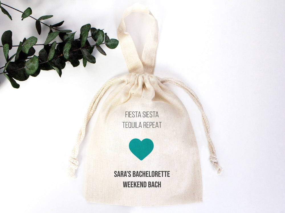 Fiesta Siesta Repeat Hangover Kit Bags - 6"W x 8"H (15.5 cm x 20 cm) Party Recovery Kit Bags - Custom bags - Bachelorette Party