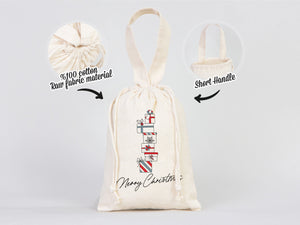 Wholesale Custom Logo Printed Christmas Gift Bags -  6"W x 8"H (15x20 cm) Personalized Cotton and Muslin Bags for Family & Company Gifts | Add Your Logo, Text