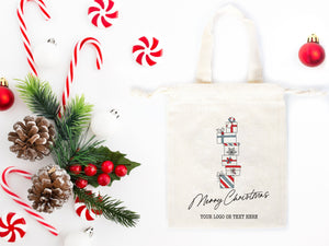 Wholesale Custom Logo Printed Christmas Gift Bags -  6"W x 8"H (15x20 cm) Personalized Cotton and Muslin Bags for Family & Company Gifts | Add Your Logo, Text