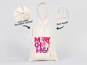 Custom Merry Christmas Gift Bag - 6"W x 8"H (15 x 20 cm)  Personalized Family or Company Bags with Logo & Text, Personalized Christmas Mini Bag