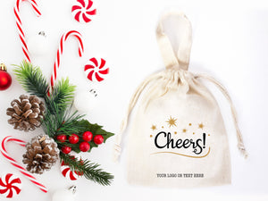 Custom Cheers Christmas Bags -  6"W x 8"H (15.5 cm x 20 cm) - Personalized Family or Company Bags - Bachelorette Party Gift - Happy New Year Bag