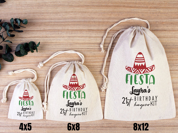 Fiesta Birthday Party Hangover Kit Bags, Birthday Recovery Kit Party  Bachelorette Custom Name Print, Birthday Bags