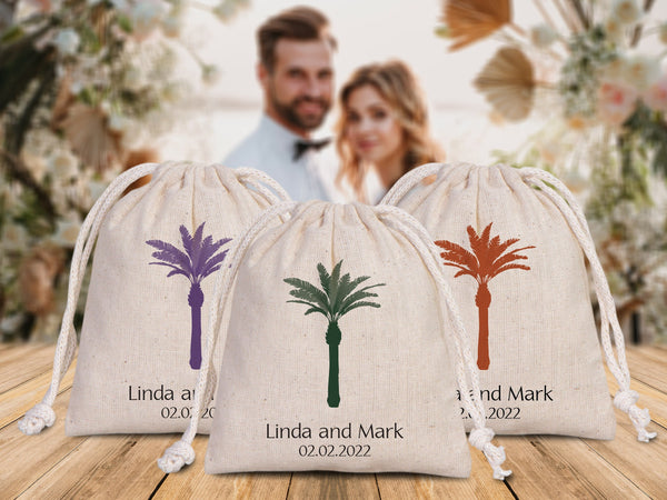 Wedding Welcome Pouch Bags – Personalized Cotton Drawstring Bridal Favors