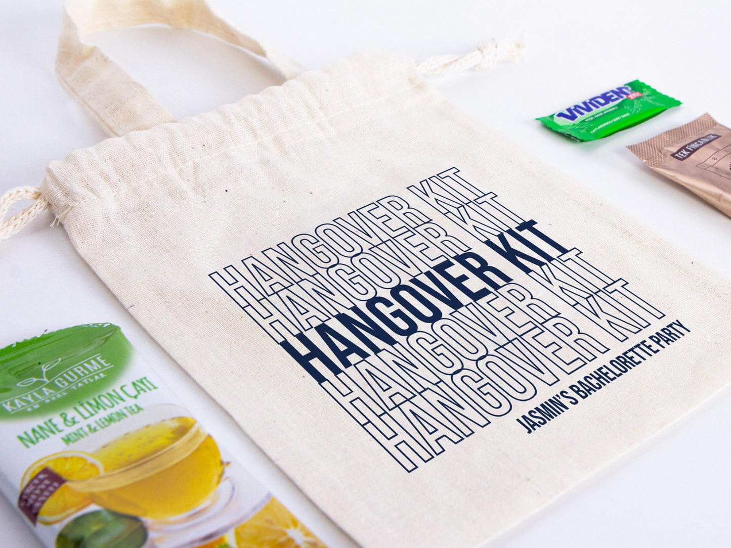 Bachelorette Party Tote Bag - 6"W x 8"H (15 cm x 20 cm) Party Recovery Kit Bags - Survival Kit Pouch - Custom Hangover Bags