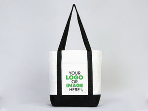 Large Trend Canvas Shopping Bag with Black Handle, 16"W x 14"H x 5"L, Large Tote Bag 12 Oz, Personalized