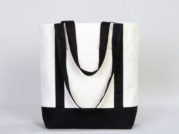 Large Trend Canvas Shopping Bag with Black Handle, 16"W x 14"H x 5"L, Large Tote Bag 12 Oz, Personalized