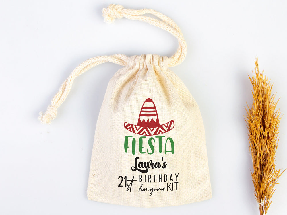 Fiesta Birthday Party Hangover Kit Bags, Birthday Recovery Kit Party  Bachelorette Custom Name Print, Birthday Bags