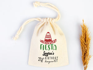 Fiesta Birthday Party Hangover Kit Bags, Birthday Recovery Kit Party  Bachelorette Custom Name Print, Birthday Bags