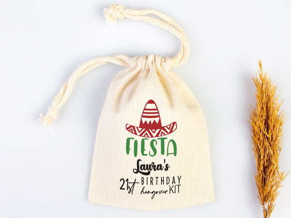 Fiesta Birthday Party Hangover Kit Bags, Birthday Recovery Kit Party  Bachelorette Custom Name Print, Birthday Bags