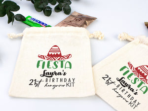 Fiesta Birthday Party Hangover Kit Bags, Birthday Recovery Kit Party  Bachelorette Custom Name Print, Birthday Bags