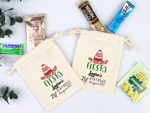 Fiesta Birthday Party Hangover Kit Bags, Birthday Recovery Kit Party  Bachelorette Custom Name Print, Birthday Bags