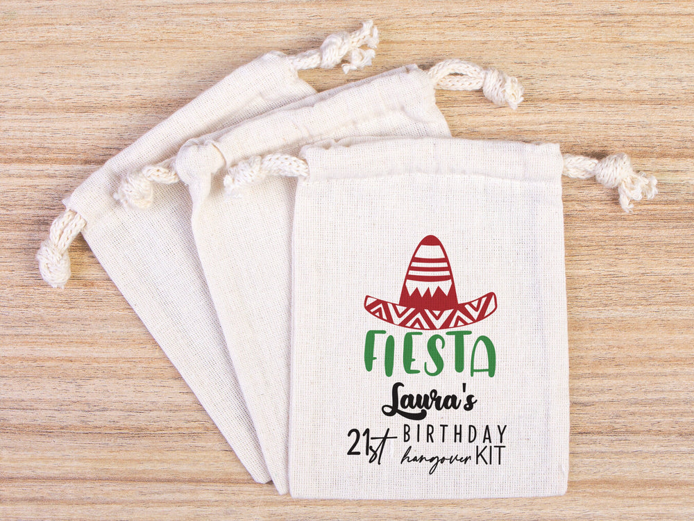 Fiesta Birthday Party Hangover Kit Bags, Birthday Recovery Kit Party  Bachelorette Custom Name Print, Birthday Bags