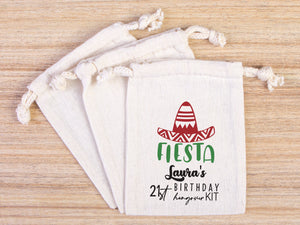 Fiesta Birthday Party Hangover Kit Bags, Birthday Recovery Kit Party  Bachelorette Custom Name Print, Birthday Bags