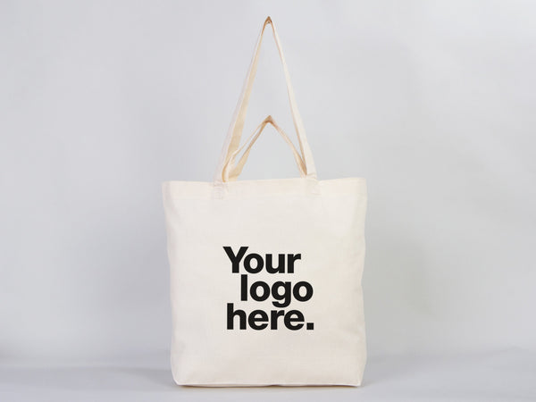 Custom Printed Cotton Grocery Tote Bag – 19"W x 16"H x 4"D Reusable Double Handle Shopping Bag