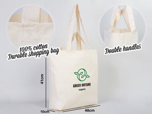 Raw Cotton Shopping Tote Bag – 19"W x 16"H x 4"D Reusable Market Bag