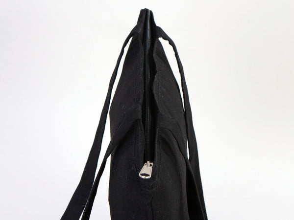 Gabardine Tote Bags With Zipper – Black 14"W x 16"H Custom Cotton Promotional Bags