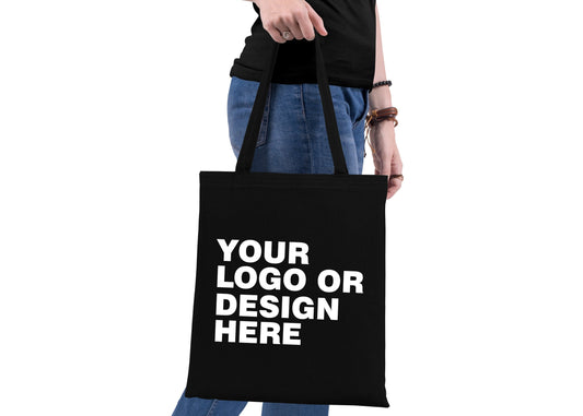 Custom Black Tote Bags 16"W x 14"H (40 cm x 35 cm)  Your Logo Or Image  Organic Cotton Eco Bags ,Gift Bags - Wholesale Tote Bag