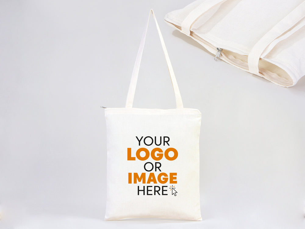 Custom Tote Bags with Zipper – 14"x16" Cotton Cloth Bags, Wholesale Options