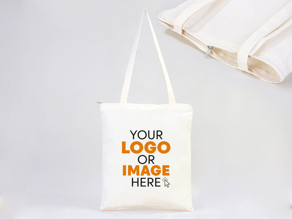 Custom Tote Bags with Zipper – 14"x16" Cotton Cloth Bags, Wholesale Options