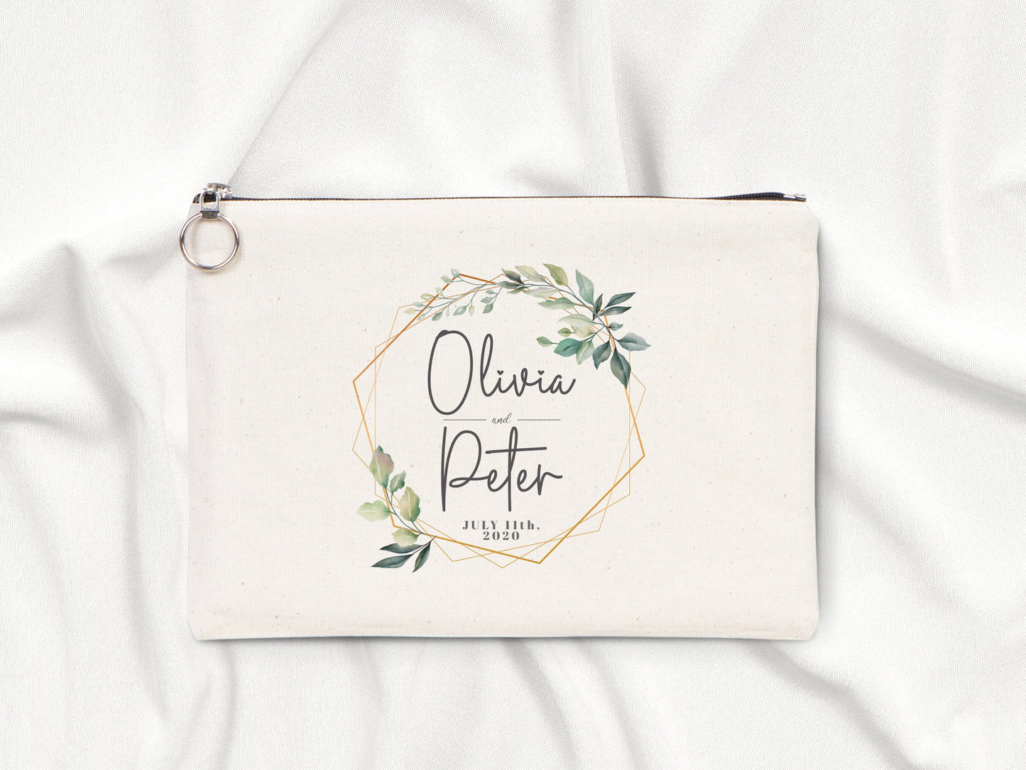 Personalized Wedding Clutch Bag  8"W x 12"H (21 x 30 cm)  - 27 Different Designs, Cotton,