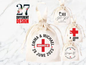 Custom Hangover Kits with Your Name &  27 Designs - Bachelorette Party 6"W x 8"H (15.5 cm x 20 cm) Recovery Bags, Survival Kits