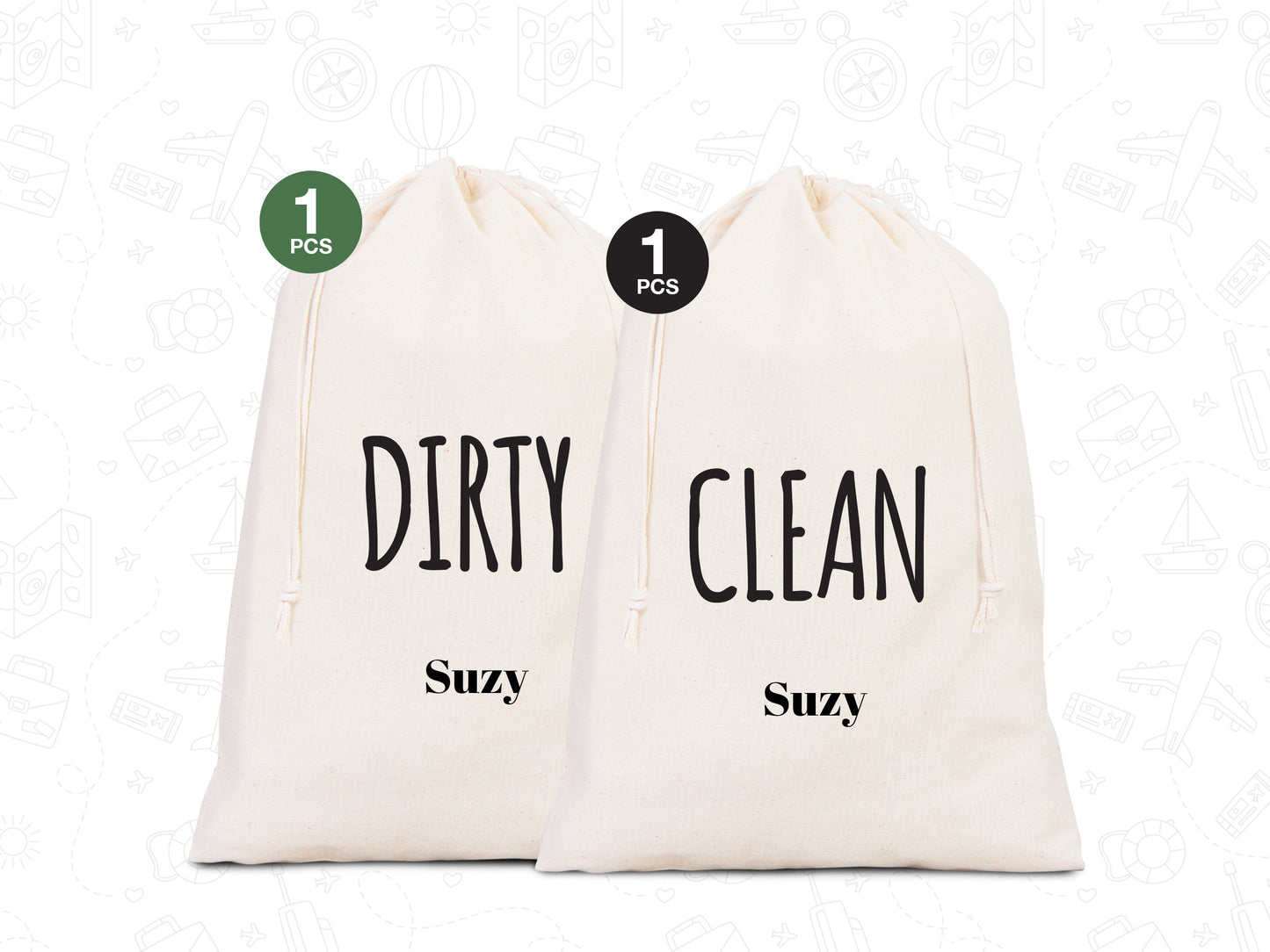 Clean and Dirty Underwear Travel Bags -  Overnight Laundry Bag Set | Lingerie & Laundry Organizer