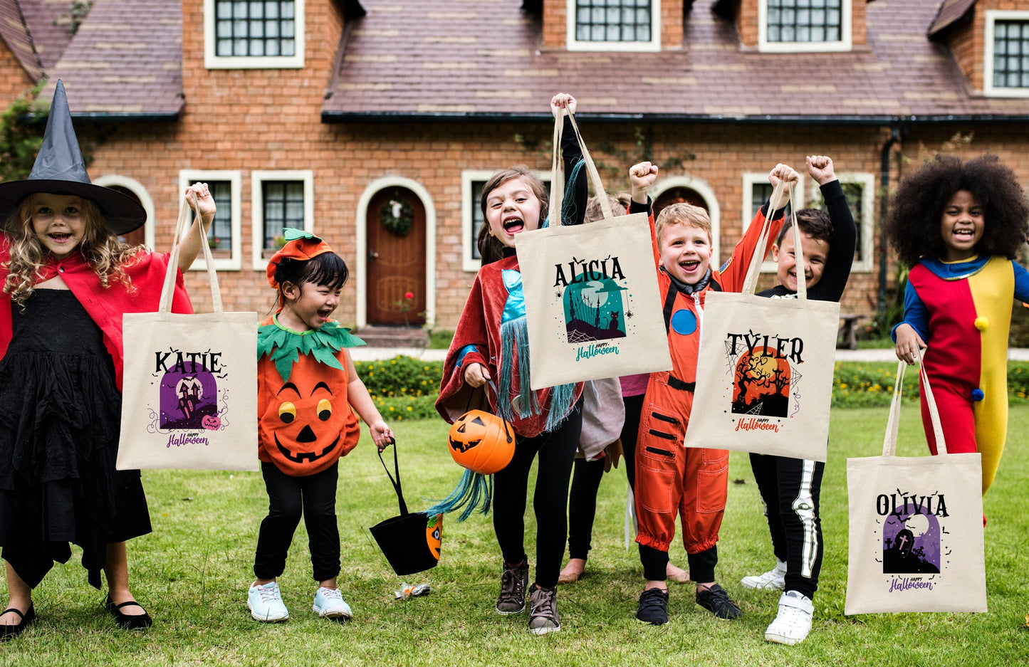 Personalized Halloween Trick-or-Treat Bags for Kids - Custom Candy Bags with Name - Halloween Bags for Kids - Halloween Gift Bags