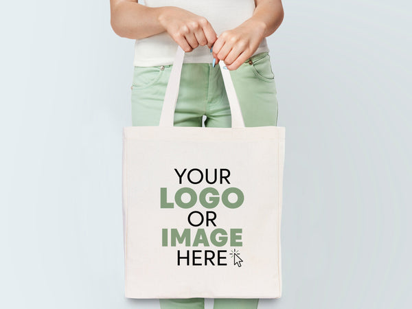 Personalized Canvas Tote Bags – 16"W x 14"H x 5"L Custom Logo Cotton Bags
