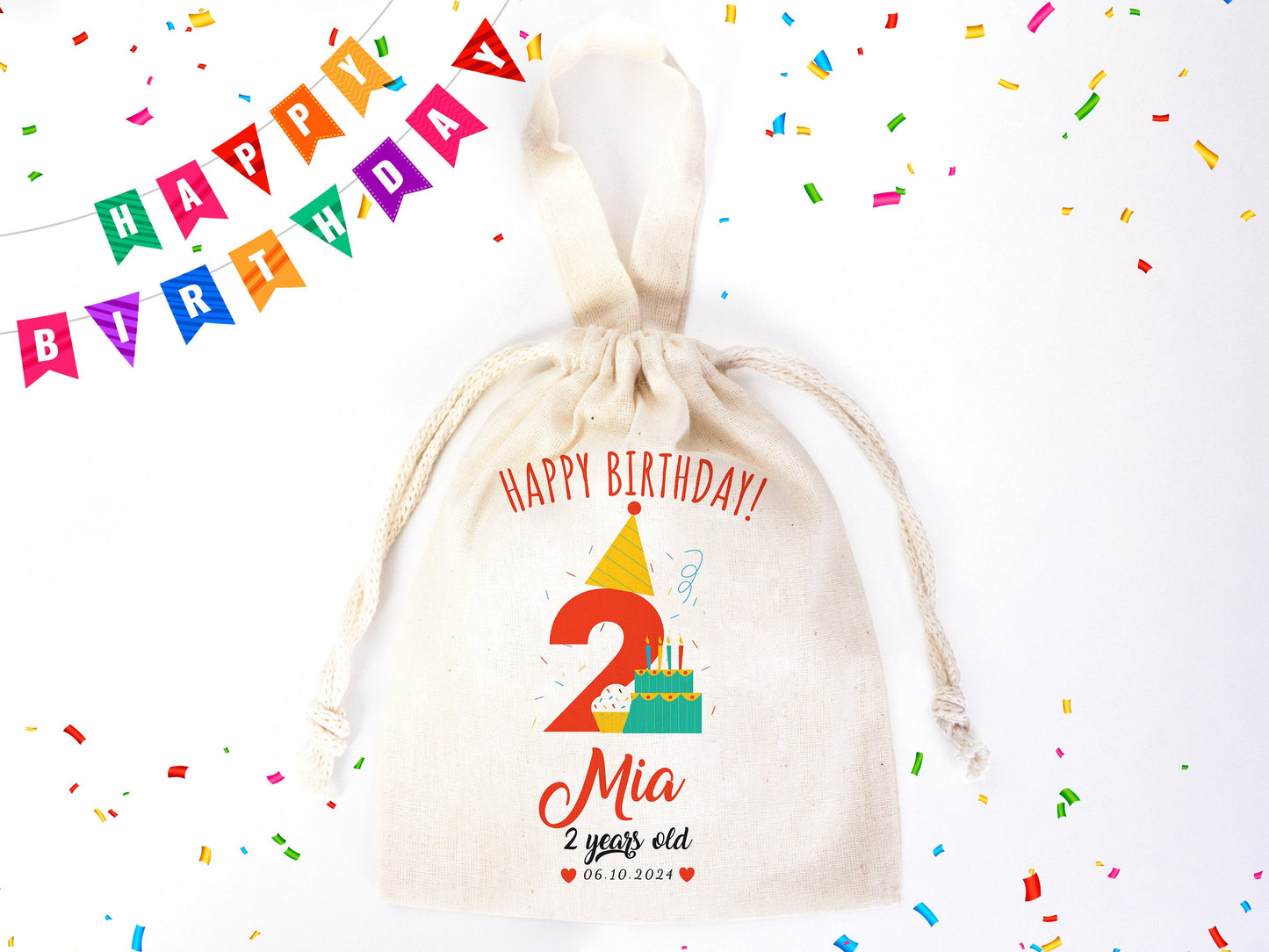 Customized Pouch Bags - Pouch Bags 6"W x 8 "H  (15.5cm x 20cm) - Personalized Custom Name Birthday Favor Bags 27 Different Designs