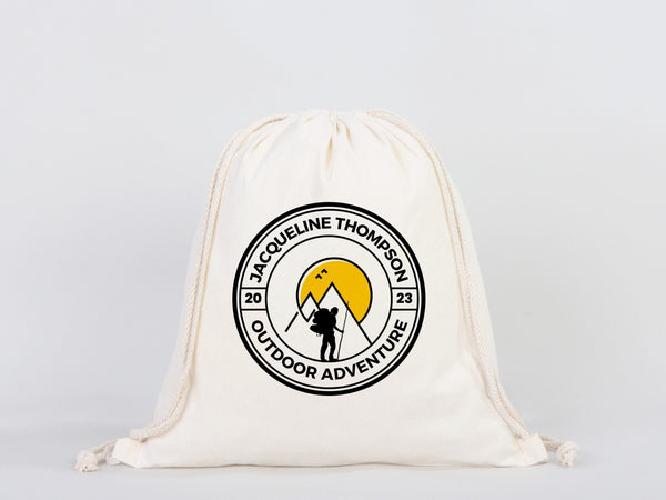 Custom Drawstring Bags - Material: 5oz Canvas, Personalized Eco-Friendly Backpacks, Logo-Printed Cotton, Personalized Cotton Pack