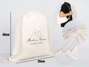 Custom Drawstring Bags - Material: 5oz Canvas, Personalized Eco-Friendly Backpacks, Logo-Printed Cotton, Personalized Cotton Pack