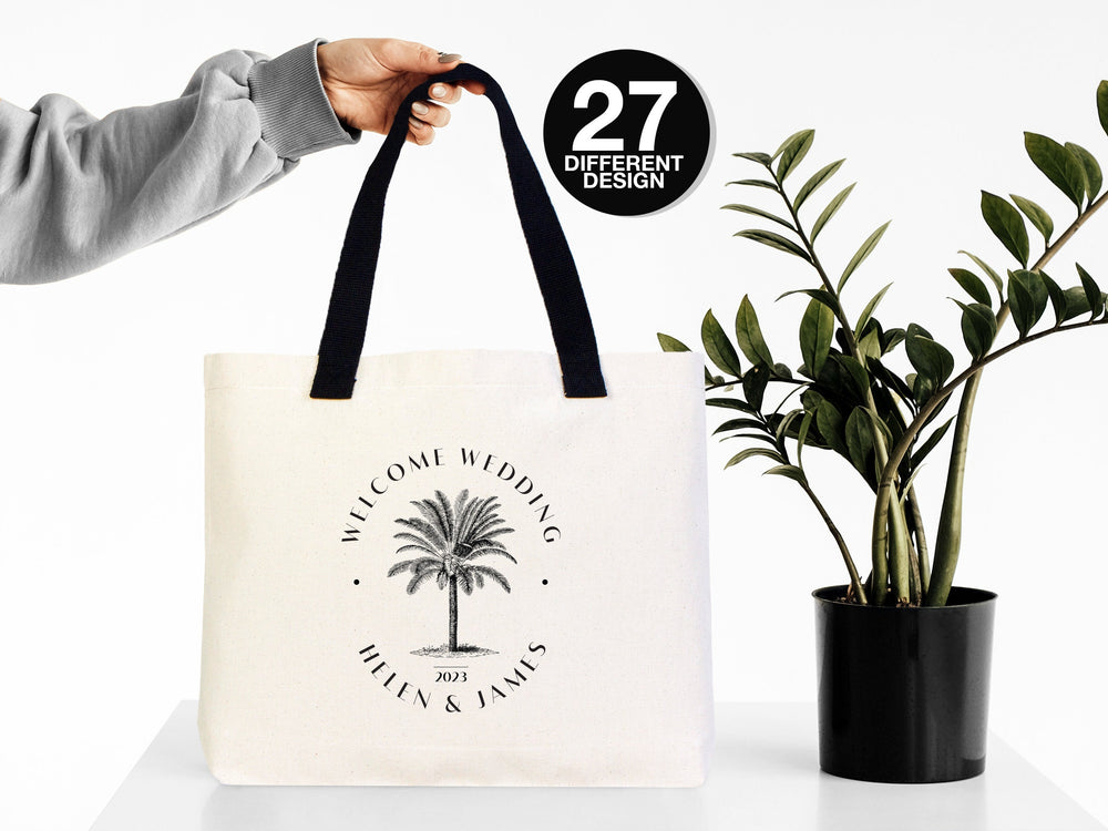Custom Welcome Wedding Bags 18"W x 14"H x 3"L  - Palm Tree Tote Bags - Bridal Tote - Custom Wedding Totes