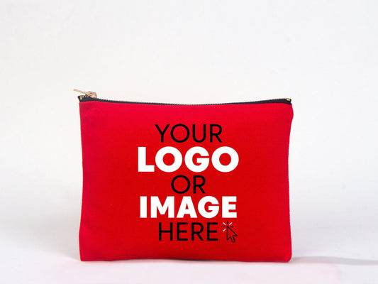 Print Your Logo Custom Red Clutch Bag 8"W x 6"H (21 cm x 15 cm), Logo Or Text Custom Here Print, Makeup Bag, Cosmetic Bag , Personalized Clutch Bag