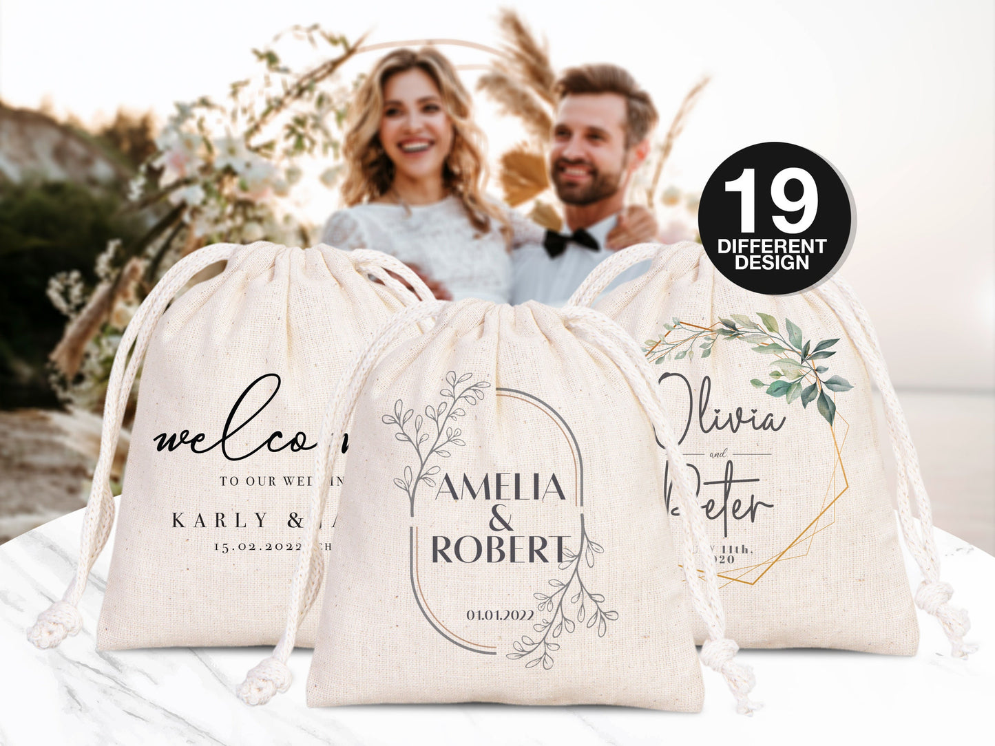 Custom Wedding Drawstring Pouches, Bridesmaid Gift Bags for Wedding - Wedding Party Favor Sacks - Personalized Bridal Party Bags