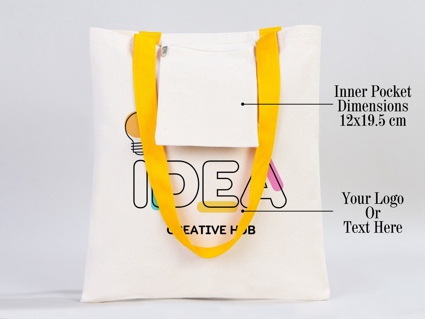 Custom Canvas Tote Bag  14"W x 16"H (35 cm x 40 cm) -  Personalised Tote Bag, Customize Cotton Fabric Bags, 9 Color Handle, Cotton Totes With Logo