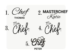 Chef Apron - Personalized Kitchen Apron for Women or Men - Custom Name Chef Apron - Logo Print Options