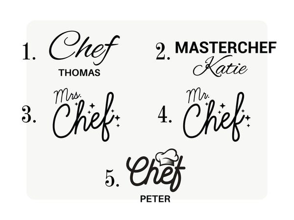 Chef Apron - Personalized Kitchen Apron for Women or Men - Custom Name Chef Apron - Logo Print Options