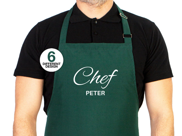 Chef Apron - Personalized Kitchen Apron for Women or Men - Custom Name Chef Apron - Logo Print Options