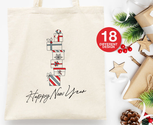 Customizable Happy New Year Tote Bag -  Perfect for Your New Year's Parties - Custom Logo and Text Bag - Happy New Year Tote Bag