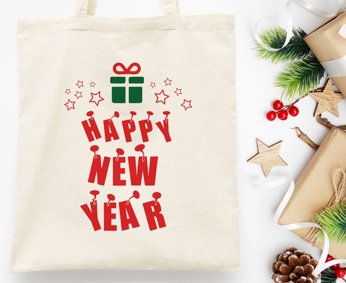 Customizable Happy New Year Tote Bag -  Perfect for Your New Year's Parties - Custom Logo and Text Bag - Happy New Year Tote Bag