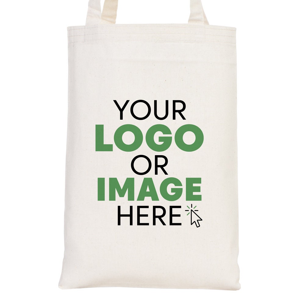 Custom Long Handle Tote Bag -  10"W x 14"H (25 cm x 35 cm) - Promotional Tote Bag - Photo Print Tote Bag - Mini Shopping Bag